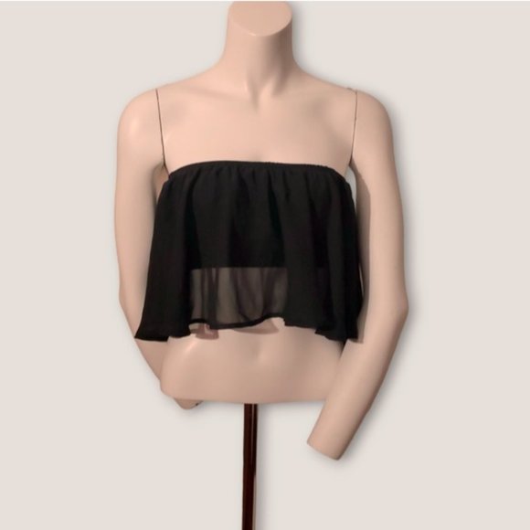 Boho Semi Sheer Multi Way Flowy Crop Top - Picture 2 of 11